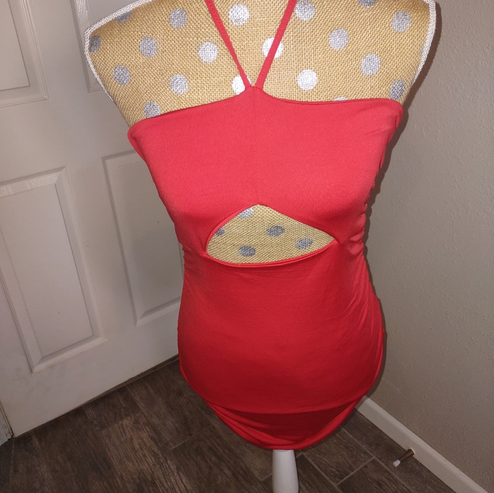 Red cut out dress